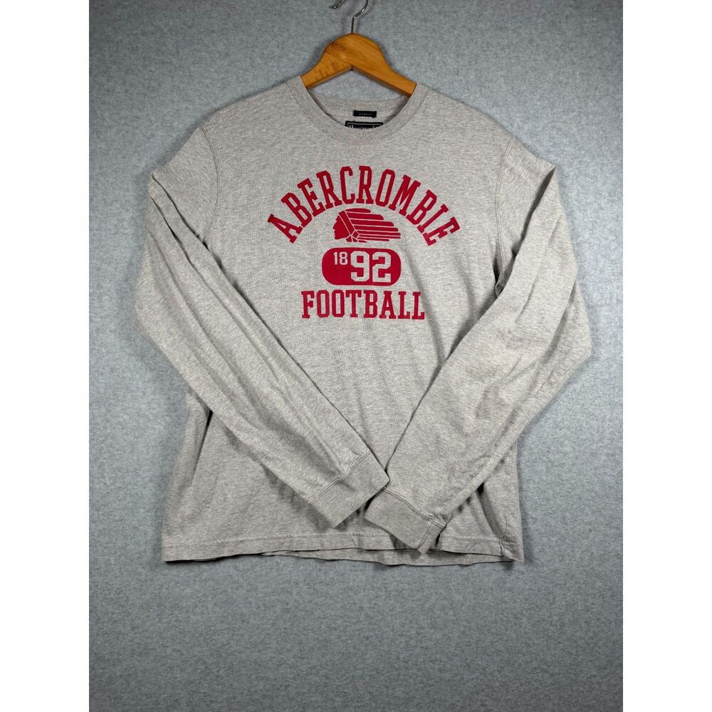 Vintage Y2K Abercrombie Fitch Muscle XL Gray 1892 Football Long Sleeve 3878